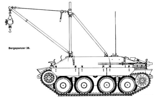 bergepanzer-38t-1 с крановой стрелой без сошника